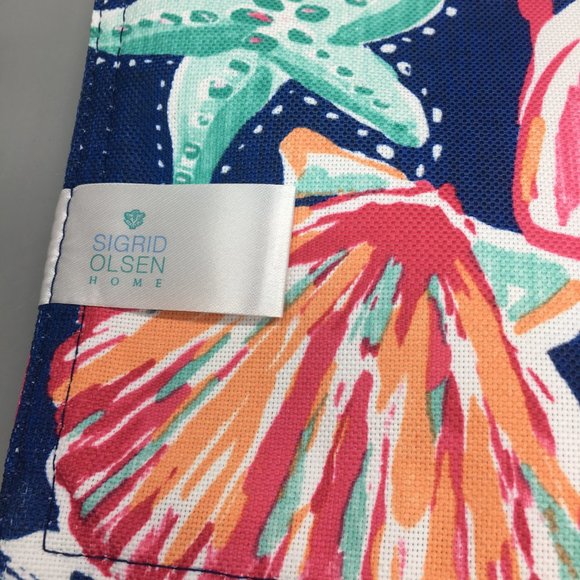 4 Sigrid Olsen Starfish Seashell Beach Placemats In/Outdoor Pink Turquoise 13x19 - Picture 11 of 11